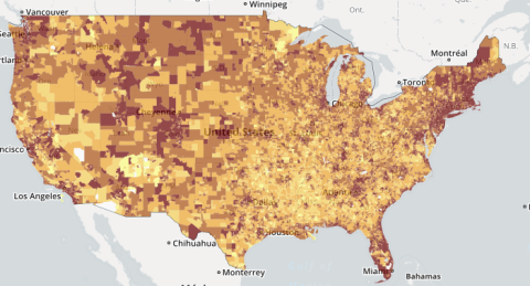 Residential Fixed Connections over 200 kbps per 1,000 Households by Census Tract